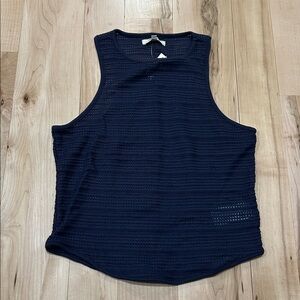 Madewell ink blue Crochet-Knit Cutaway Tank